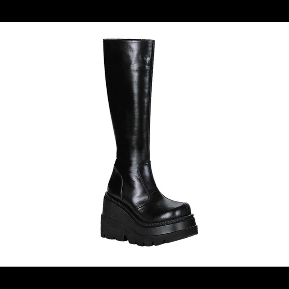 Demonia Shaker-100 Platform Knee High Boots - Picture 2 of 4
